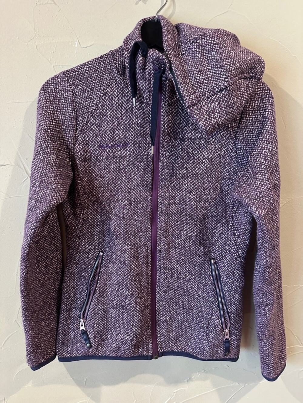 Mammut S Women's Hooded Purple Tweed Bomber Jacket